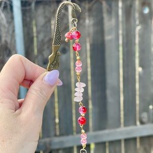 Beaded rose quartz mermaid bookmark